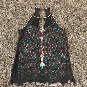 Free people, Elegant Lace Halter Top - Black and Teal